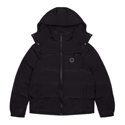 TRAPSTAR IRONGATE DETACHABLE HOODED PUFFER JACKET BLACKOUT EDITION