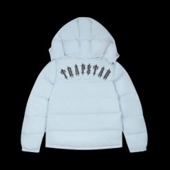 TRAPSTAR IRONGATE DETACHABLE HOODED PUFFER JACKET ICE BLUE