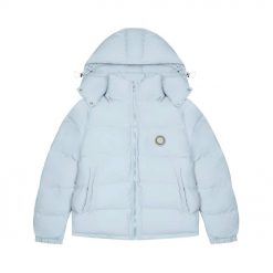 TRAPSTAR IRONGATE DETACHABLE HOODED PUFFER JACKET ICE BLUE