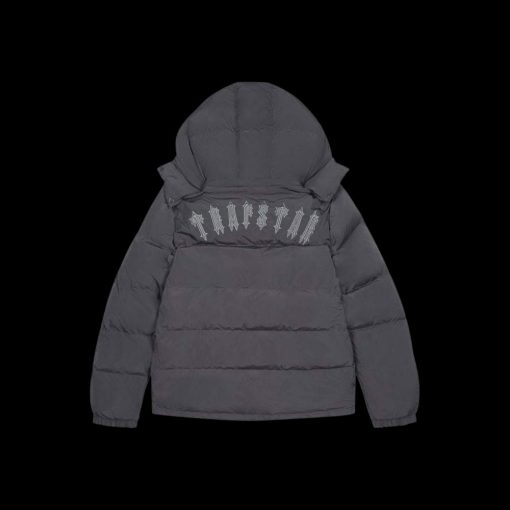 TRAPSTAR IRONGATE DETACHABLE HOODED PUFFER JACKET STONE GREY