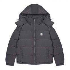 TRAPSTAR IRONGATE DETACHABLE HOODED PUFFER JACKET STONE GREY