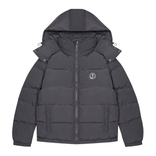 TRAPSTAR IRONGATE DETACHABLE HOODED PUFFER JACKET STONE GREY