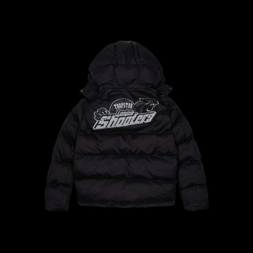 TRAPSTAR SHOOTERS HOODED PUFFER JACKET BLACK REFLECTIVE