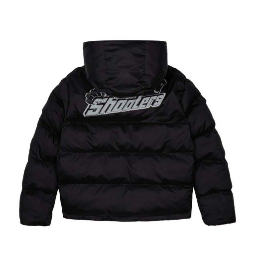 TRAPSTAR SHOOTERS HOODED PUFFER JACKET BLACK REFLECTIVE