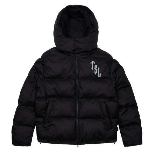 TRAPSTAR SHOOTERS HOODED PUFFER JACKET BLACK REFLECTIVE