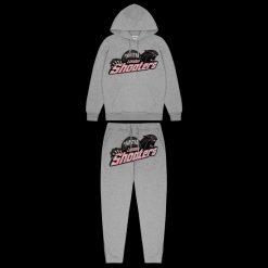 TRAPSTAR SHOOTERS HOODED TRACKSUIT GREY PINK