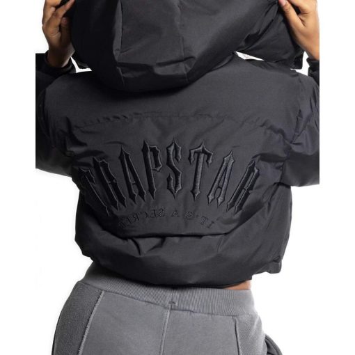 TRAPSTAR WOMENS ARCH AW23 HOODED PUFFER JACKET BLACK