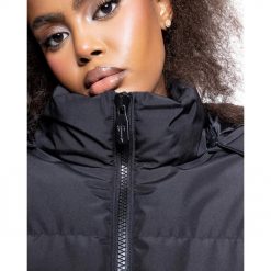 TRAPSTAR WOMENS ARCH AW23 HOODED PUFFER JACKET BLACK