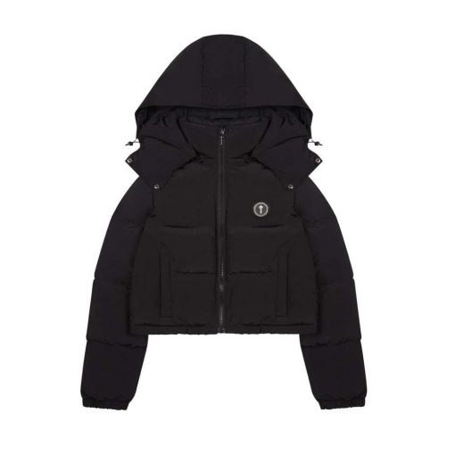 TRAPSTAR WOMENS IRONGATE DETACHABLE HOODED PUFFER JACKET BLACK