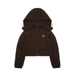 TRAPSTAR WOMENS IRONGATE DETACHABLE HOODED PUFFER JACKET BROWN