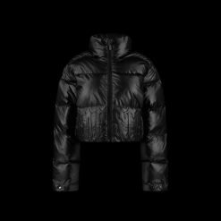 TRAPSTAR WOMENS IRONGATE EMBOSSED PUFFER JACKET MATT BLACK