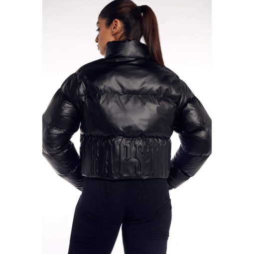 TRAPSTAR WOMENS IRONGATE EMBOSSED PUFFER JACKET MATT BLACK