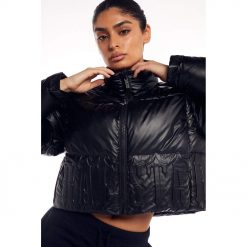 TRAPSTAR WOMENS IRONGATE EMBOSSED PUFFER JACKET MATT BLACK